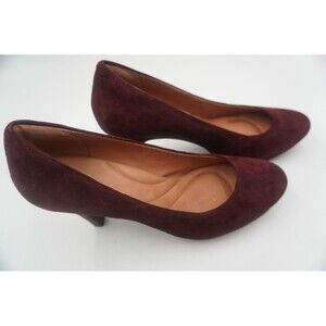 Clarks Indigo Wessex Wyvern Burgundy Suede Heel Pumps Sz 10M Retro Comfort 64574